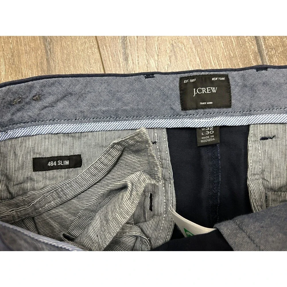 J Crew 484 Slim Pants Mens 32x30 Navy Blue Chino Casual AR885